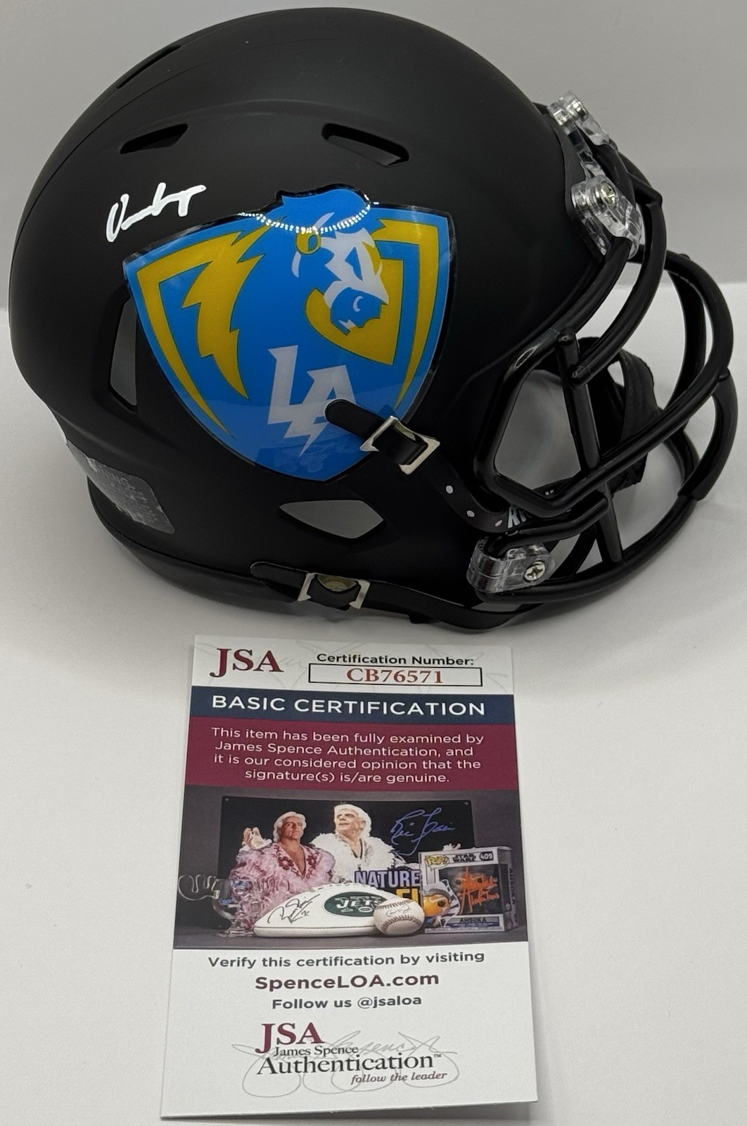 Omarion Hampton Autographed Signed Los Angeles Chargers Mini Helmet JSA COA 