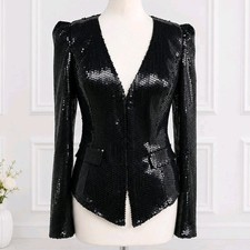 Next Signature Black Sequin Blazer UK 8 Glam Party Evening Sparkle Jacket