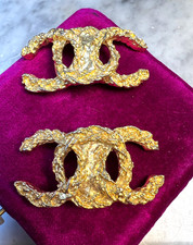 Vintage CHANEL Logo CC Shoe Clips By Bluette Made In France 1980s