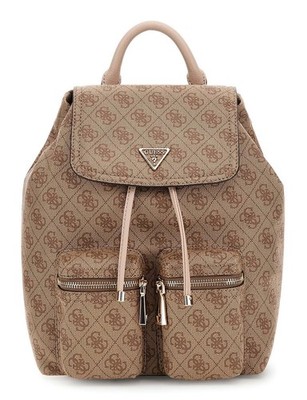 GUESS Manhattan II Flap Backpack Rucksack Rucksack Latte Logo beige taupe Neu