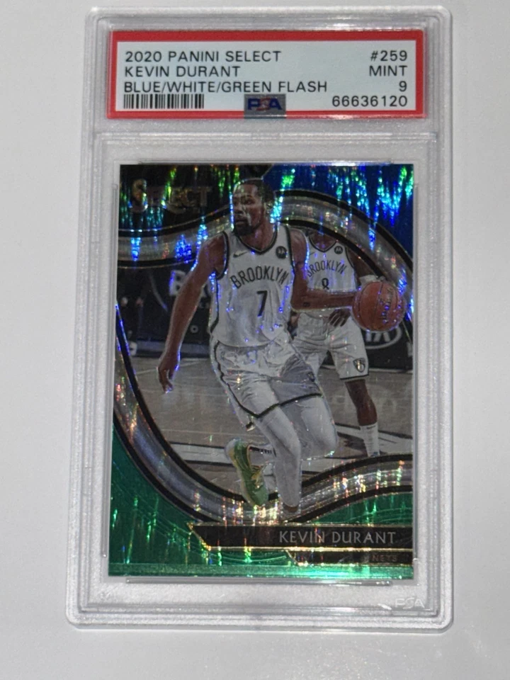 2020 SELECT KEVIN DURANT BLUE WHITE GREEN FLASH#259   COURTSIDE 1/10 PSA 9 POP 3 - Image 2 of 4