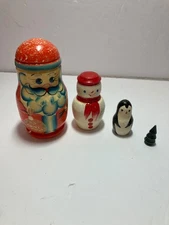 Vintage Set of Santa Winter Nesting Dolls 4
