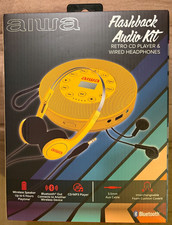 YELLOW NIB AIWA Portable CD MP3 Player Wired Headphone Retro Audio Kit Bluetooth