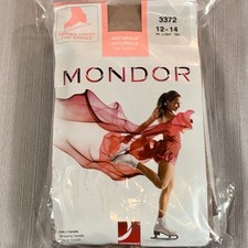 Mondor Figure Skating Tights 12-14 3372 Satiny Light tan Skate Stockings 1 pack