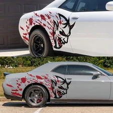 Demon Decal Sticker for Challenger SRT. Blood Splatter Car Decal. #6994