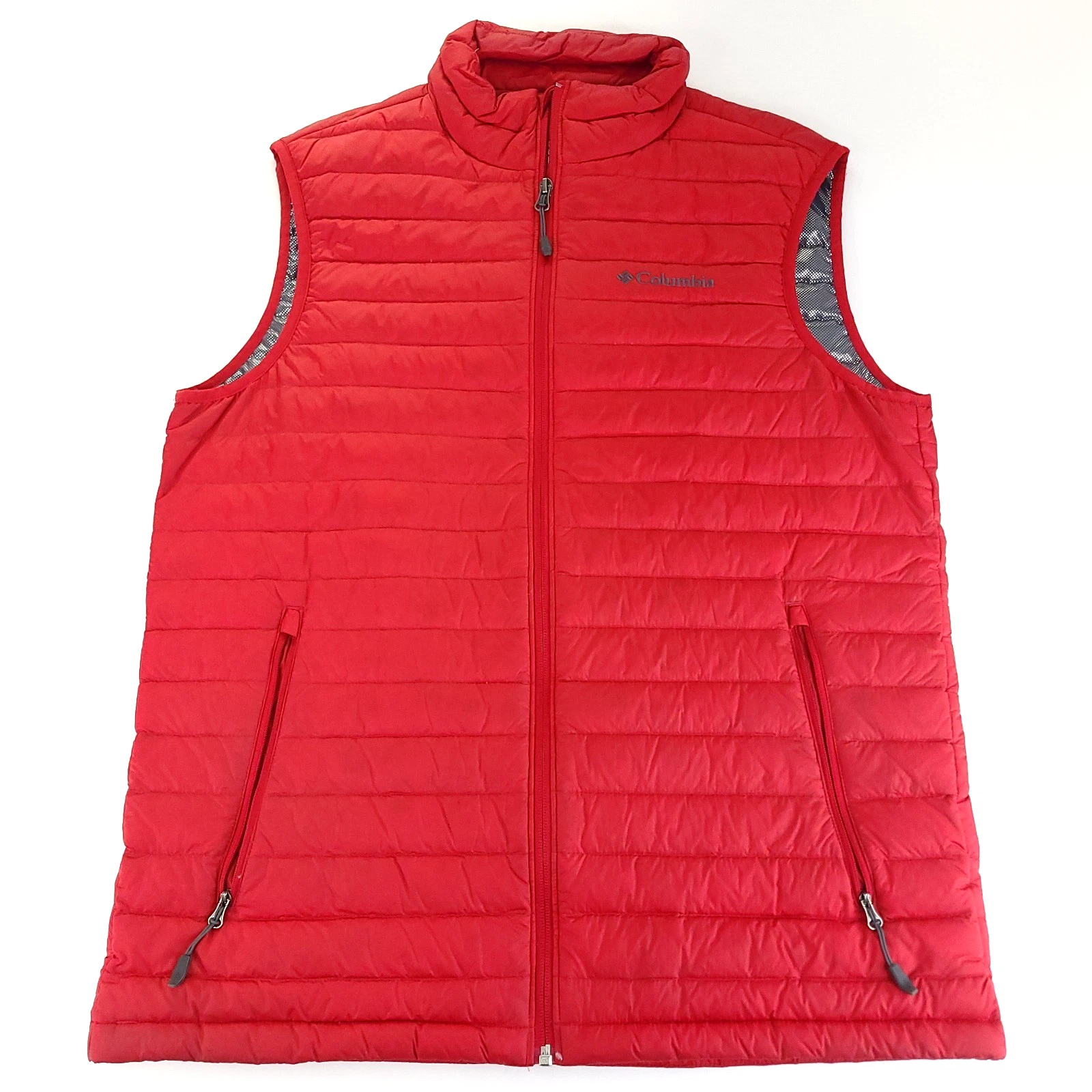 Columbia Omni Heat Puffer Vest Mens Medium Red Down Filled Lightweight Outdoors