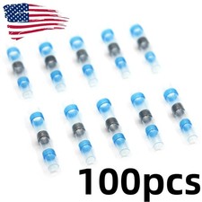 100pcs Blue Solder Seal Heat Shrink Waterproof 16-14 AWG Connector Butt Terminal