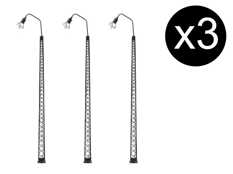 Faller 180117 lampadaires LED mât treillis pour décor de gare HO