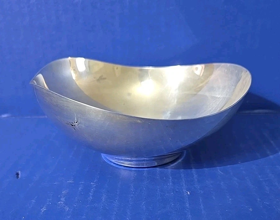 "Cuenco de tres esquinas Dinamarca 6"" plateado marcado AD Solvplet" Foto 4 de 4