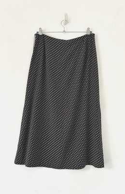 Maxmara Weekend 100 % Seide Rock schwarz & beige Blätter Seitenschlitze Midi Größe 14