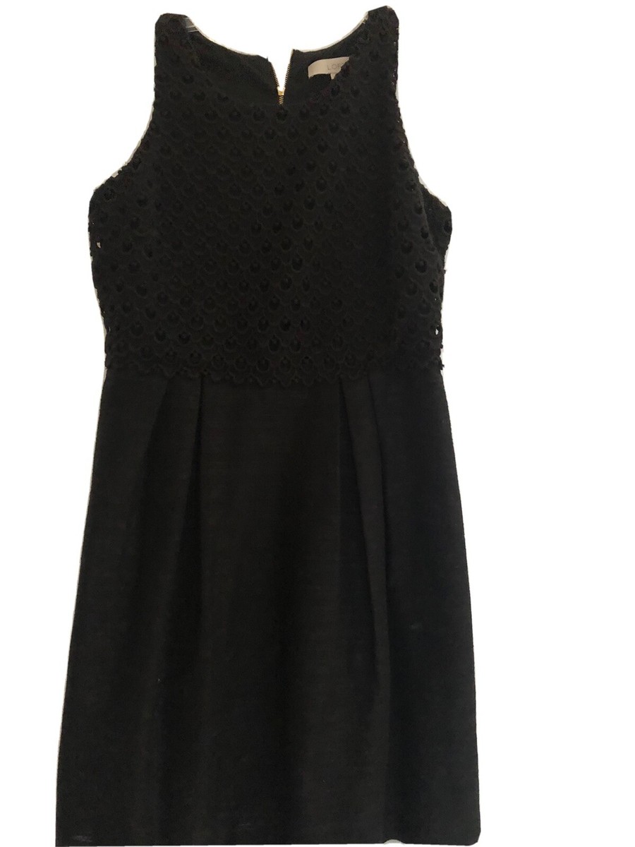 Ann Taylor Loft Black Eyelet Sleeveless Cotton Dress 6P 6 Petites NWT New  $118