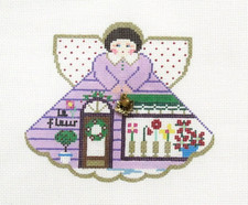 Painted Pony Flower Shop Angel w/Charm Handpainted Needlepoint Canvas