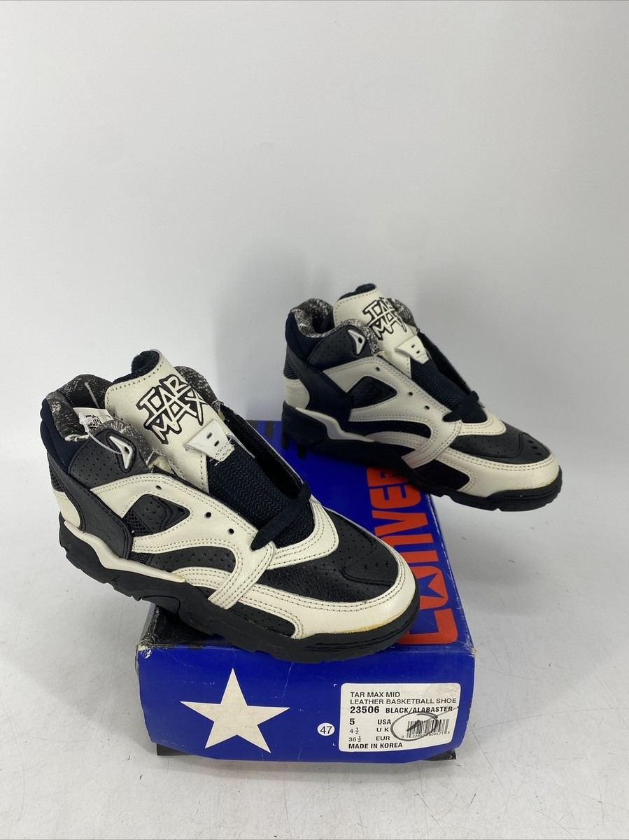 ⁂クロス⁂ Deadstock Converse Tar Max Mid Leather Basketball Shoe Black Mens