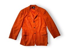 LORO PIANA Cashmere Silk Blazer 3-Button Notch Lapel w Pockets Orange sz IT 50