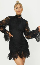 Black High Neck Lace Bodycon Dress - Sz 6 - NWT - GORGEOUS!