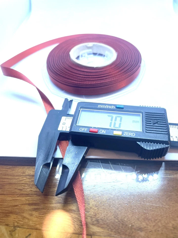 Orange Rust Double Satin Super Ribbon 8mm 5/16” X 2 Mtrs Woven Edge Poly Panda - Image 4 of 4