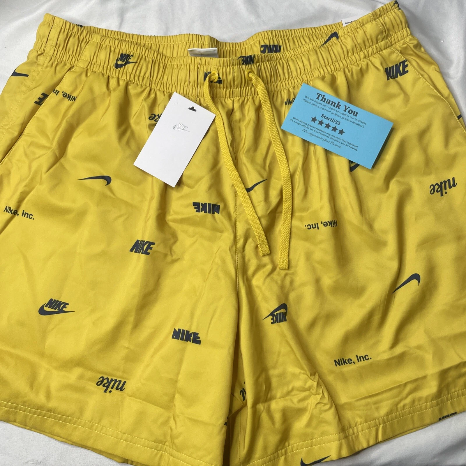 Nike Club Woven Flow Shorts All Over Print Yellow Men’s Size: XL FB7440-709