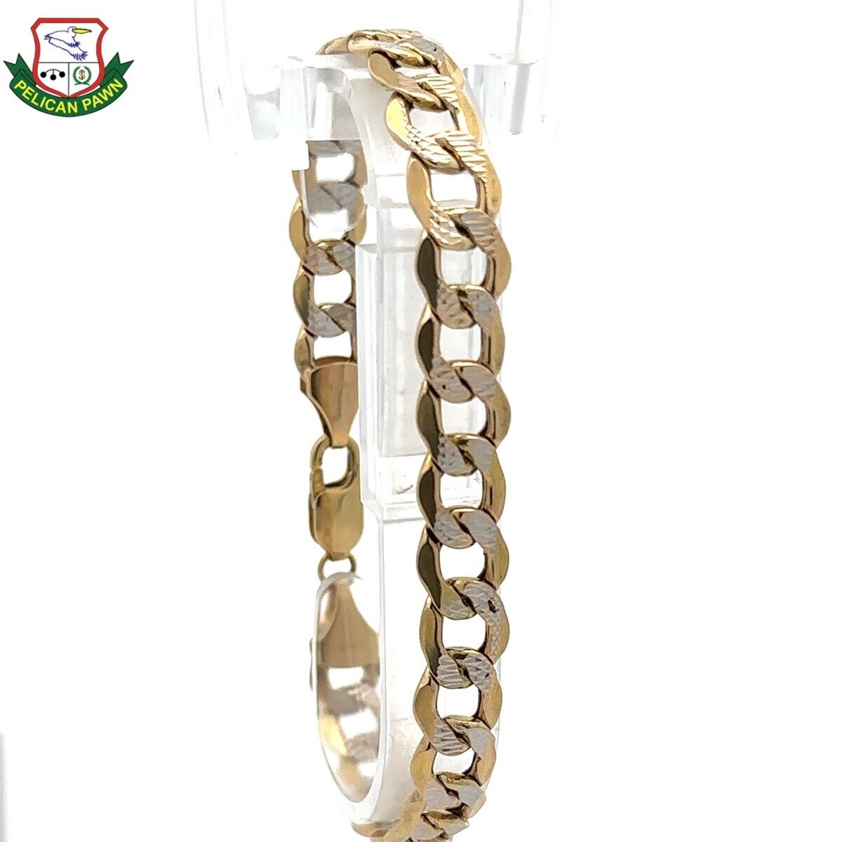 8.5" Gold Curb Chain Bracelet 10K 2 Tone Gold 8.3… - image 1