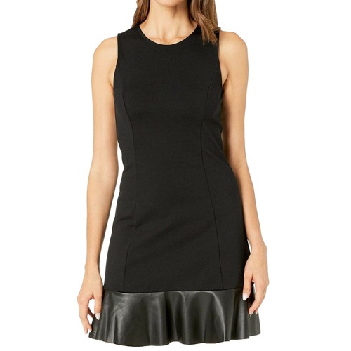 Porter Grey Black Leather Sleeveless Mini Dress 0 | eBay