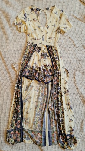 Angie cream floral romper high low 