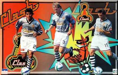 SAN JOSE CLASH 1997 MLS Soccer Action 22x34 POSTER Eric Wynalda