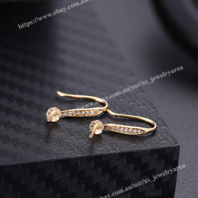 Semi Mount SI Diamond Earrings Classical Pearl 5 to 15mm Solid 18k Yellow Gold