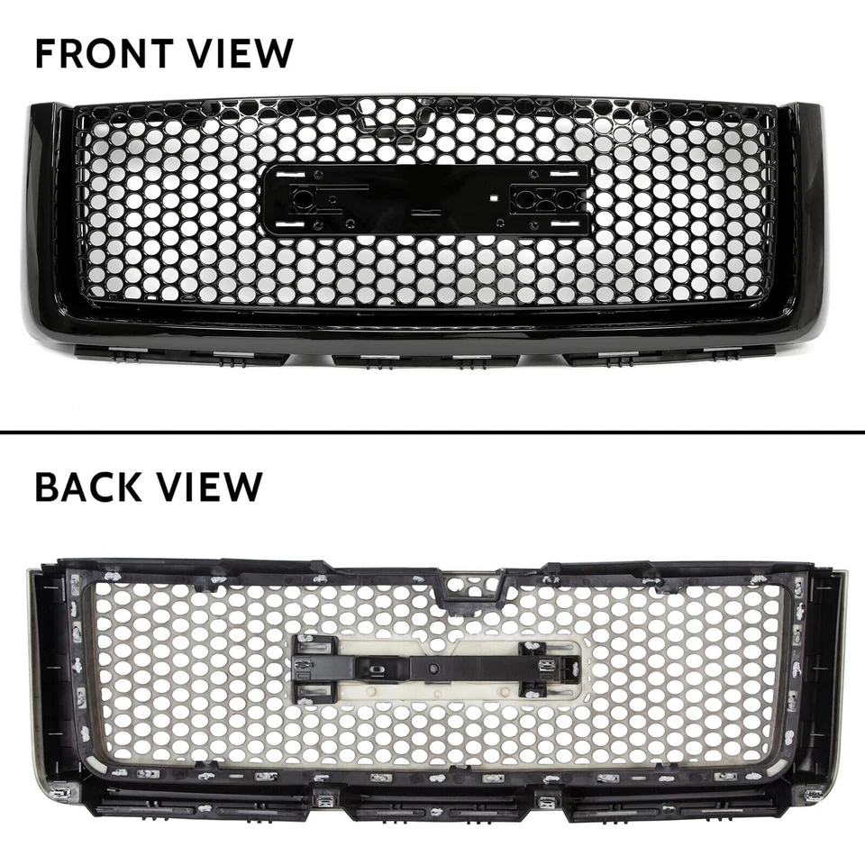 For 2007-13 GMC Sierra 1500 Denali Pickup Upper Lower Grille Hood Molding Trim Foto 3 de 4