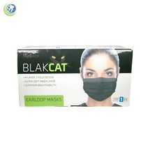 Black Disposable Face Masks Level 1 by Blak Cat 4 Layers 50/Box Medical Dental