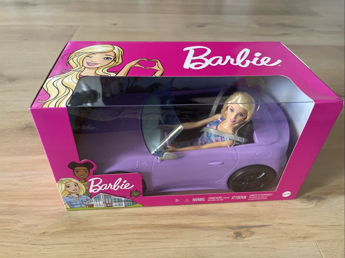 Barbie Lilac Purple Convertible Car with Doll - HBY29 - BRAND NEW