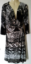 Women's Mlle Gabrielle Animal Print Browns Wrap Stretch Plunge VNeck Dress Large