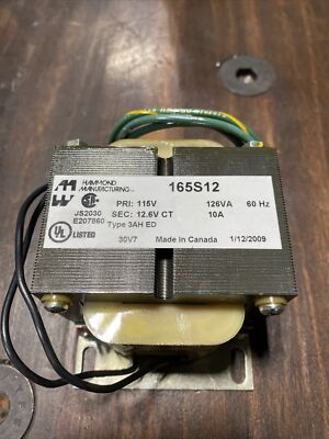 Hammond Manufacturing 165S12 Current Transformer PRI:115V SEC:12.6V - Read Desc