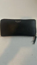 Kate Spade New York  Bifold Cowhide Leather Zip around Black Wallet