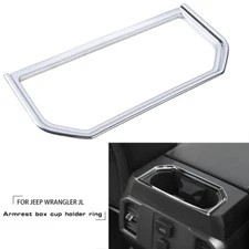 Chrome Central Front Armrest Water Cup Holder Cover Trim Fit Ford F150 2016+