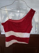 Weissmans Designs For Dance Large Adult Red White One Shouder Top Costume Stripe