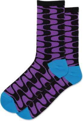 Hot Sox Women's Groovy Crew Socks 1 Pair, Black, Women's 4-10