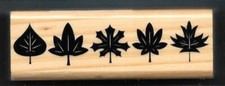 TREE LEAVES BORDER Maple FALL Design Recollections Wood Mount Craft RUBBER STAMP