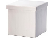 AD TREND POUF CONTENITORE PIEGHEVOLE IN ECOPELLE cm 38x38x38 h BIANCO 67974