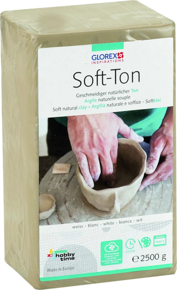 GLOREX Soft Clay, Modelling Clay White, Air Curing/Flammable 1040° 2.5kg