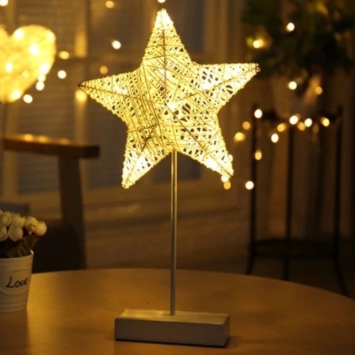 AMZER Star Shape Rattan LED Light Warm Fairy Decorative Night Lamp