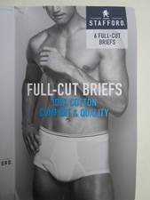 Men's - Size 32 - 6-pk.100 Cotton Full-Cut White Briefs - NEW