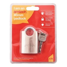 Image of 50mm Closed Shackle Heavy Duty Steel Padlock with 4 Keys by Amtech