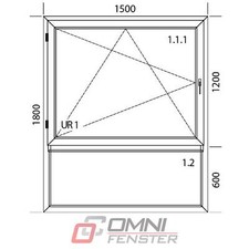 Kunststofffenster 150x180 cm 1-flg Dreh-Kipp & Unterlicht | PVC Fenster nach Maß