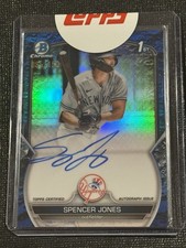 2023 Bowman Spencer Jones Auto Blue Lunar Crater Refractor #85/150 Yankees 1st