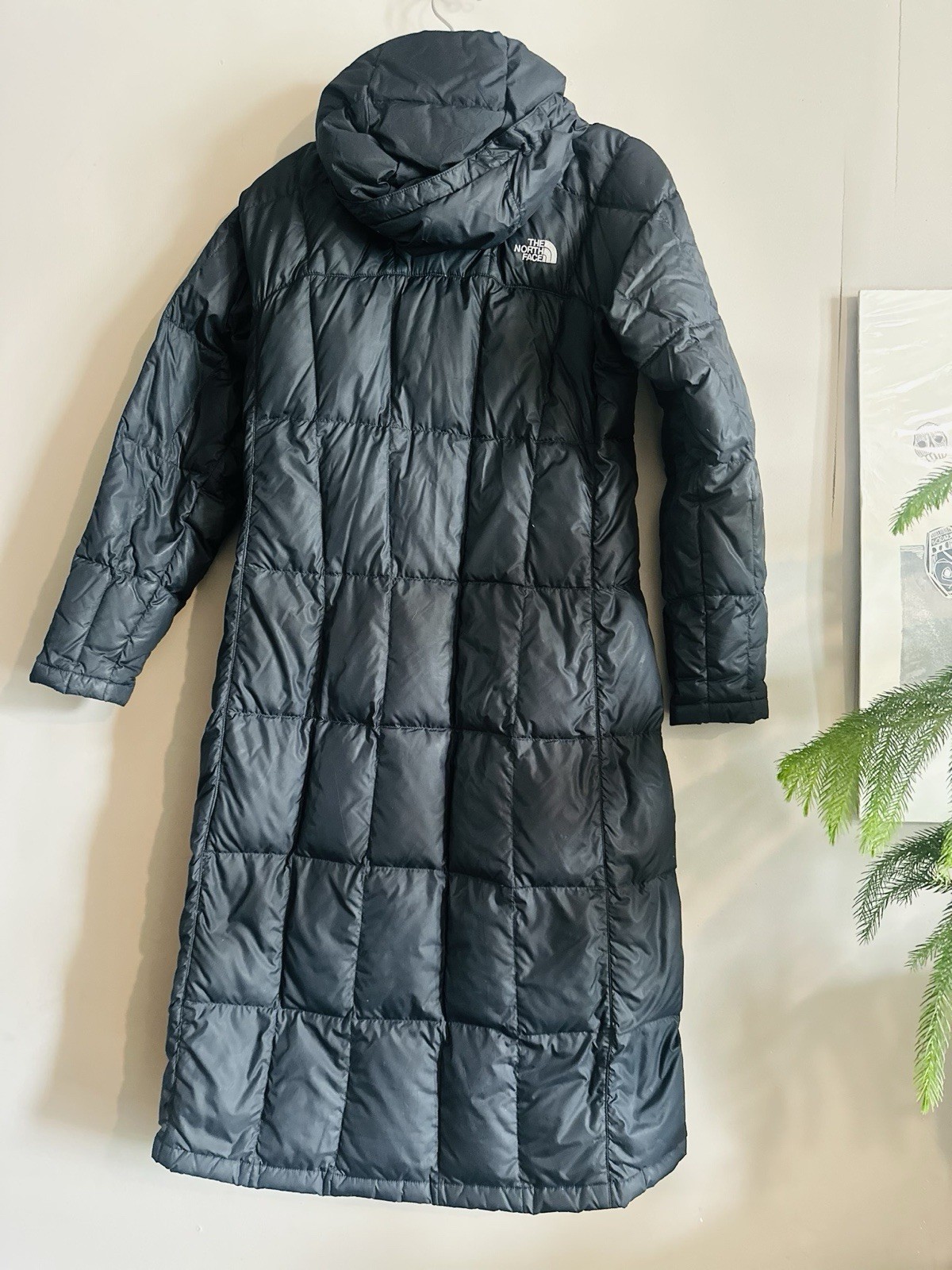 The North Face Coat Womens Small Black 700 Goose Down Puffer Hooded Ex- Long thumbnail 3