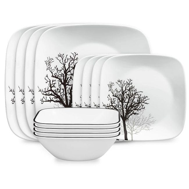 Corelle&reg; Timber Shadows Square 12-piece Dinnerware Set, Service for 4 White 
