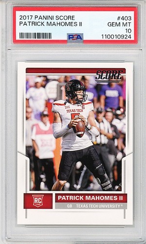 2017 -PATRICK MAHOMES- PSA 10 Panini SCORE ROOKIE Football Card #403 - RC