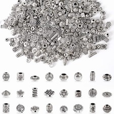 UPINS 300Pcs Silver Spacer Beads for Jewelry Making Metal Small,