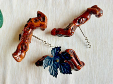 Vintage Konvolut 2 Flaschen-Öffner, Wurzelholz Korkenzieher + Kerzenständer 