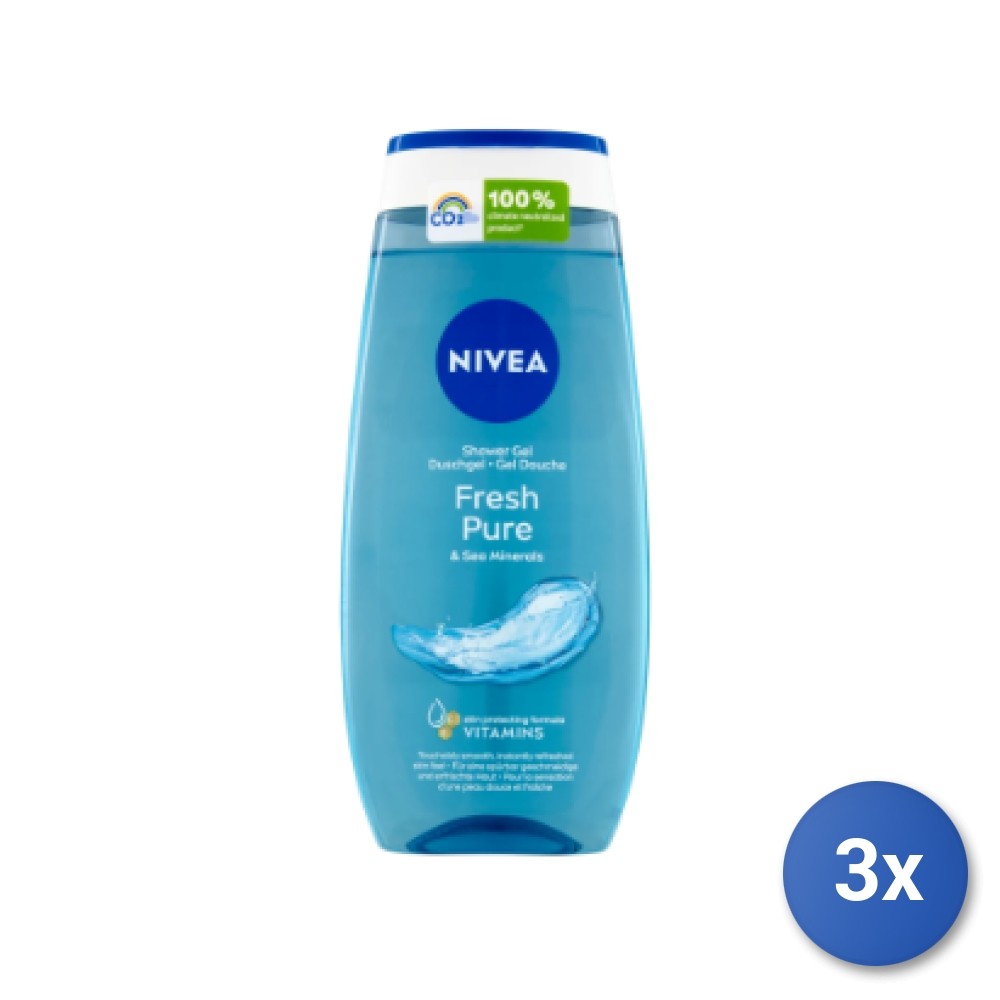 3X Nivea Shower 250 ML. Fresh Pure