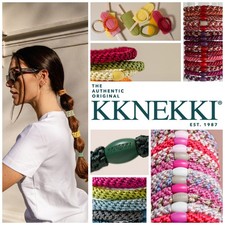 Kknekki Haargummi bunt Haarband mit Perle Mix Glitter Stripe original Zopfgummi